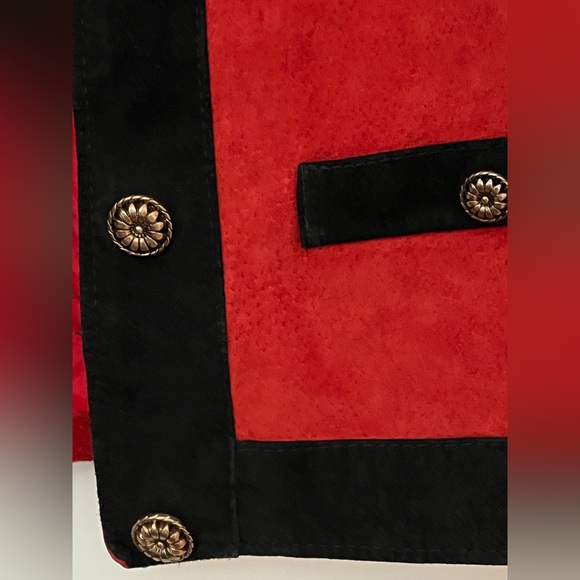 vintage genuine suede classic boxy cut red black jacket - Picture 3 of 6